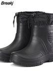 Men's Windproof Outdoor Work Boots Cotton Rain Boots Men's Boots Waterproof Winter Rubber Boots Warm Lightweight Ankle
