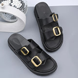 Breakj Summer New One-Legged Retro-Soled Sandals Belt Buckle Fashion Bhikeen