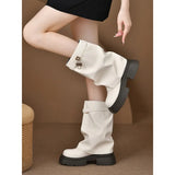 Breakj Street Metal Locking Short Boots Women's Tide 2023 Autumn New Thick-Bottomed Thick And Trouser