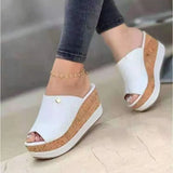 Breakj New Lady Thick Bottom Slope And Slippers Fish Mouth Thick Bottom Slope And Cold Slippers