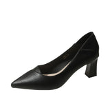 Breakj High Heels Women 2024 Spring And Autumn New Korean Version Fashion Shallow Thick Heel A High Heel Single