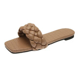 Women Slippers 2021 Hot Women Weave Slippers Flat Shoes Fashion Leisure Shoes Blue Beach Shoe Charm Office Women