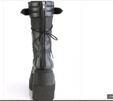 Size 43 Black Gothic Motorcycle Boots Zip High Heel Punk Rivets Chunky Platform Mid-Calf Women Boots Shoes Women De