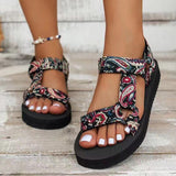 Breakj New Fashion Flat Beach Sandals Women's Thick-Soled Magic Stick National Wind Toe Women's