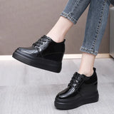 Breakj Height Patent Leather Small Leather Shoes Heel Waterproof Table Single Shoes Spring Autumn Pine Women's Shoes With Deep Mouth Plus Velvet Naked