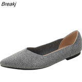 Flat Shoes Women Single Shoes Pointed Toe Knitted Shoes Spring And Autumn Simple Latex Insole Solid