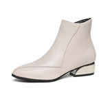 New 2024 Thick Heel Ankle Boots Women's Pointed Head Stitching Side Zipper Middle Heel Martin Boots Fashion Single Boot