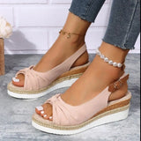 for Women Fashion Buckle Peep Toe Comfort Lightweight Wedges Sandals Summer Wear-resistant Women Office Wedding