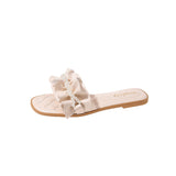 Size Pearl Chain Slippers Female 2024 Casual Temperament One Character Flat Slippers Fairy Wind Slippers