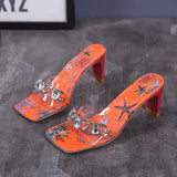 Green Color Shoes for Women Sandals 2021 Fashion Women Clear Rhinestone Heels High Heels Sexy Ladies Ladies Dress