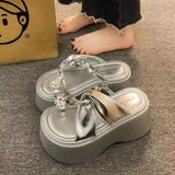 Breakj Women Wear 2025 Summer New Small Thick-Soled High-Heeled Water Drill Jackets Toe Cool Slippers