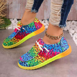 Breakj New Large-Size Lace With Color Low-Top Single Shoes Women Graffiti Slacker Canvas Flat-Soled Single