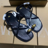 Breakj Spring Cross-Lace Metal Flat Sandals Women's Leisure Beach Shoes Soft Soles Toes Roman