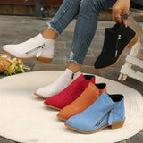 Breakj Thick Background Solid Color Tip Side Zipper Martin Boots 2025 Spring And Autumn New Short-Box Women
