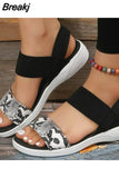 Platform Round Toe Sandals Wedge Black Office Sandals Summer Women Flat Roman Sandals Casual Beach Shoe Chic
