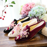 Breakj Single Shoes Cotton Shoes Pointed Shoes Muller Shoes Fashion National Style Women's Single Shoes Embroidered Cloth