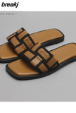 Size 34-40 Womens Slippers Elegant Flats Sandals Woman Casual Squared Toe Flat Shoes Ladies Comfort Home House