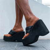 Chunky Platform Sandals Women Green Clip Toe Wedges Slippers Woman 2023 Summer Thick Bottom Female Flip Flops Plus