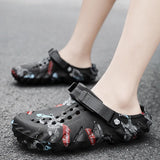 Breakj Men's Shoes 2025 New Men's One-Word Slippers Thick Bottom Wearing One Shoe Two Wear-Resistant Beach Cool Slippers Hole