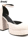 High Heeled Women Pumps 2023 Vintage Buckle Mary Jane Shoes Great Quality In Spring Summer All-match Temperament