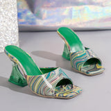 Breakj 2023 Summer Coarse Heel High-Heeled Slippers Women Fashion Toe Sandals Large-Size Cool Drag