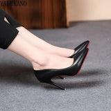 Classic Style Office Work Shoes Sexy Red Sole Stiletto Ladies Pumps Matte Leather High Heels Plus Size 42