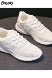 Women Casual Mesh Breathable Shoes Spring Lace Up Sport Shoes Fashion White Flat Sneakers Women Tennis Shoes Zapatillas