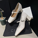 Breakj Elegant Mary Treasure Shoes 2025 Winter New Patent Leather Coarse Shoes Square Light Mouth High Heel Single