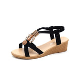 Breakj New Flat-Soled Sandals Female Xia Ping And Beaded Bohemian Sandals Toe Sweet Student Beach
