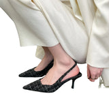 Breakj 2025 Summer New One-Word Buckle With High-Heeled Sandals Korean Tip Fine Heel Single Shoe