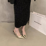 Summer Silver Heels Pointed Toe Women Pumps Fashion Slip on Slingbacks Shoes Ladies Sexy Heel Party Dress