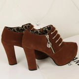 Breakj Coarse And Short Boots Women High Heel Single Boots Side Zipper Martin