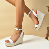 Heels Platform Sandals Women 2024 Summer Retro Ankle Buckle Gladiator Sandles Woman Plus Size 43 High Heeled Beach