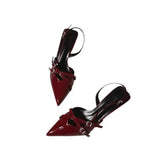 Breakj Women's Shoes 2025 New Spring And Summer One-Word Buckle With Sharp Head And Thin Heel