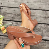 Breakj And Cool Slippers Women 2025 Summer New Large-Size Clip Feet Thick High Heel Fashion Cold