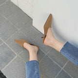 Half Slippers Female Summer New Style 2023 Thin Heel Pointed Lazy People Wear Low Heel Set Foot Muller Shoes Cool Drag