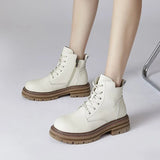Platform Shoes Women's Short Leather Boots 2023 Autumn Luxury Ankle Boots Female Chunky Botins Free Shipping Large