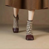 Breakj / Winter 2023 New Fashion Square Head Stitching Thick Heel Martin Boots