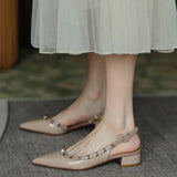 Breakj Sandals High Heels Women 2025 Summer New Small Design Rivet Tip French Style Heced