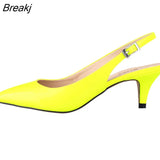 5cm Low Heels Casual Back Empty Buckle Red Wedding Daily all-match Sandal Shoes Pointed High Large Size