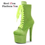 New 17CM Pole Dance Heels Boots High Heels With Platform Lace Up Zip Ankle Boots Custom Peep Toe Women Shoes Stripper