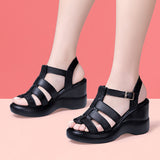 Heel Heel Fish Mouth Sandals Women 2023 Summer New Muffin Thick Bottom Waterproof Platform Full-Size Hollowed-Out