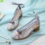 Breakj Heels, Beef Tendon Bottom Embroidered Cloth Shoes Women's Shoes Can Be Matched With Gauze Skirt Cheongsam Tea Clothing