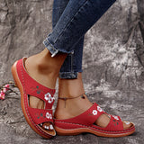 Breakj Summer New Women's Shoes Hollow Flowers Embroidered Sandals Slope And Large Size Women's
