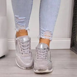 Sneakers Women Solid Color Lace-up Versatile Platform Shoes Fashion Plus Size Vulcanize Shoes Zapatos De Mujer