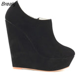 Autumn Winter Boots For Women Wedges Platform Flock Women's Ankle Fashion Short Boot Shoes