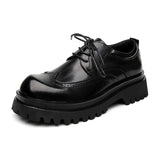 Breakj Shoes Men's Platform Heighten Casual Shoes British Style Leather Shoes Summer Casual Brown Wedding Groom's Shoes