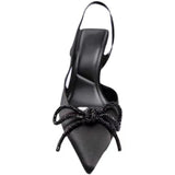 Women's Shoes High Heel Sandals With A Bow Bow Back Trip Belt Pointed Single Shoes Shallow Heel