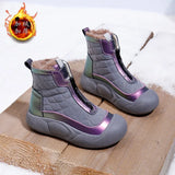 Breakj Women's Shoes High Top Shoes And Velvet Warm Cotton Shoes 2024 Winter New Platform Shoes Casual Snow Boots Female