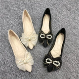 Breakj New Soft Bottom Standing Without Tired Bow Flat Shoes Temperament Suitable For Bridesmaid Dress Shoes 2025